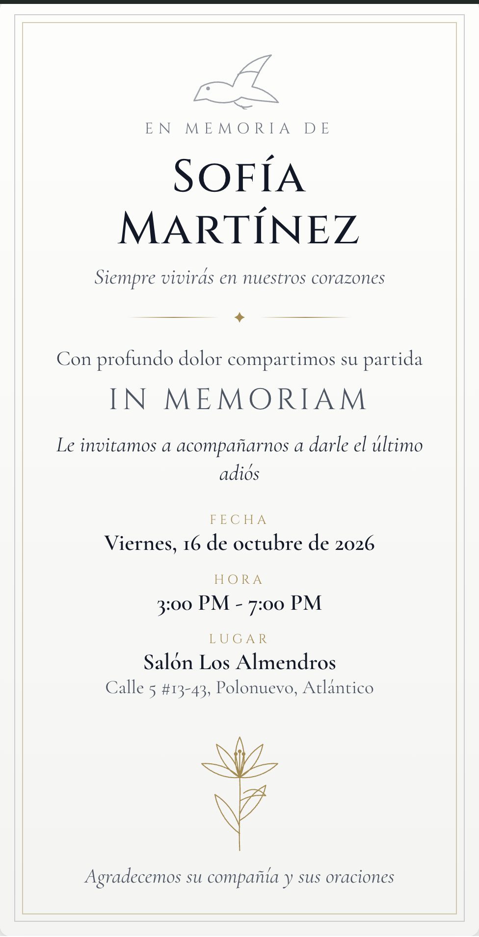 Diseño Funeral / homenaje